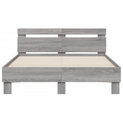 Bedframe met hoofdeinde en LED grijs sonoma eiken 120x200 cm