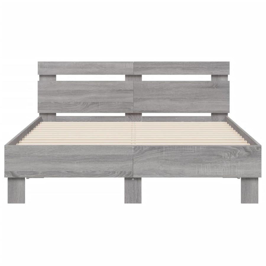 Bedframe met hoofdeinde en LED grijs sonoma eiken 120x200 cm