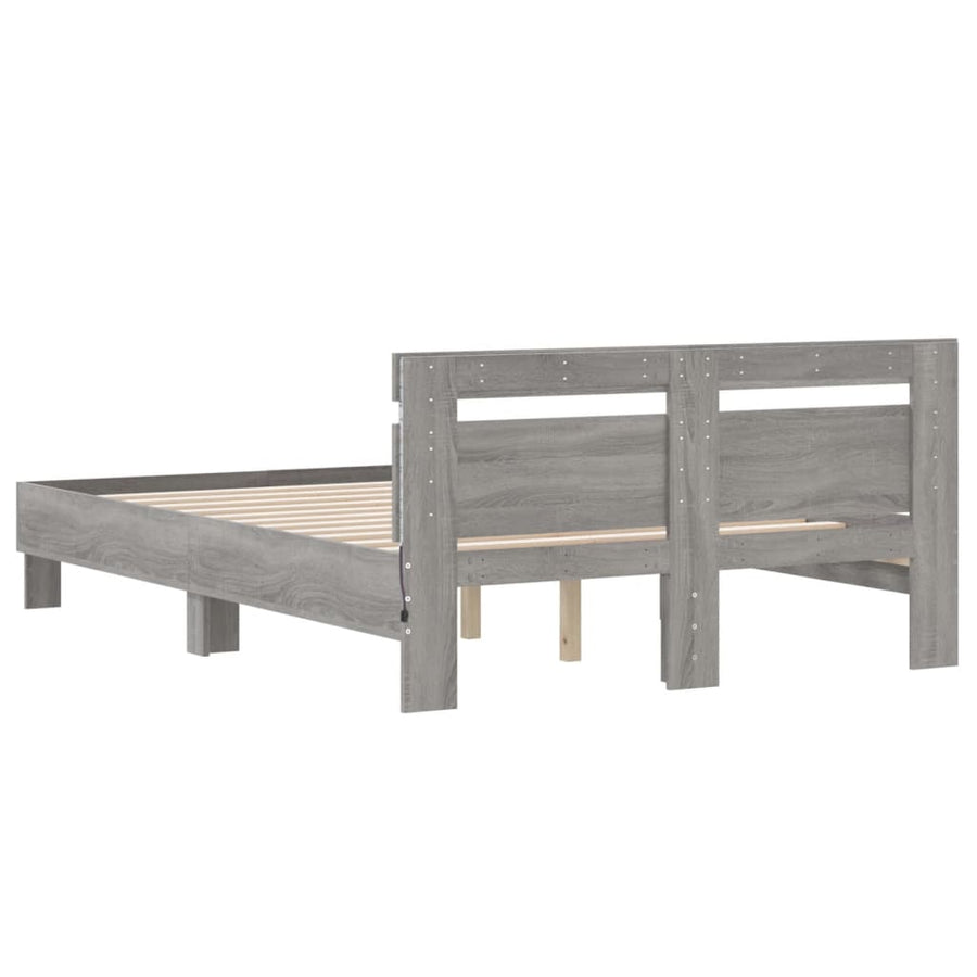 Bedframe met hoofdeinde en LED grijs sonoma eiken 120x200 cm