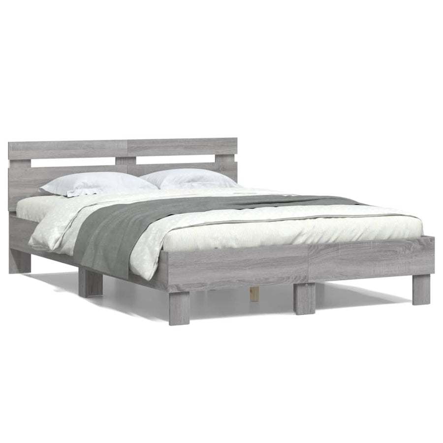 Bedframe met hoofdeinde en LED grijs sonoma eiken 120x200 cm