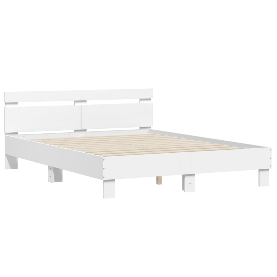 Bedframe met hoofdeinde en LED wit 140x190 cm
