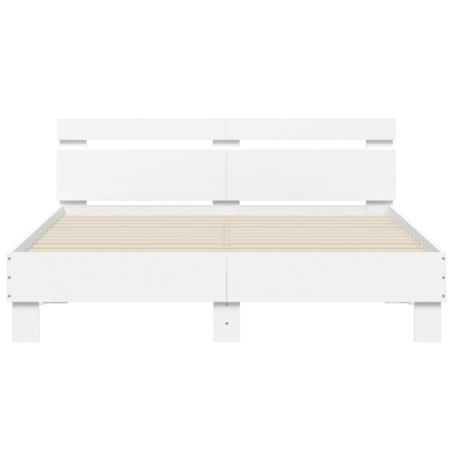 Bedframe met hoofdeinde en LED wit 140x190 cm
