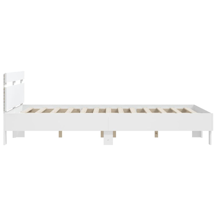 Bedframe met hoofdeinde en LED wit 140x190 cm