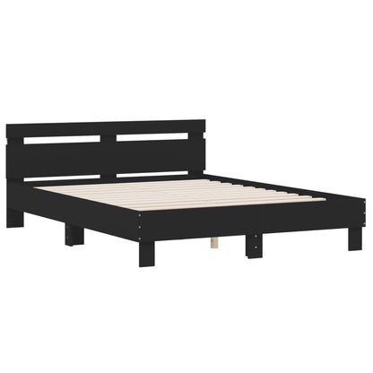 Bedframe met hoofdeinde en LED zwart 140x190 cm 140 x 190 cm Zwart
