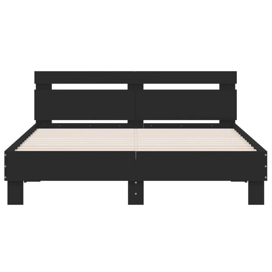 Bedframe met hoofdeinde en LED zwart 140x190 cm 140 x 190 cm Zwart