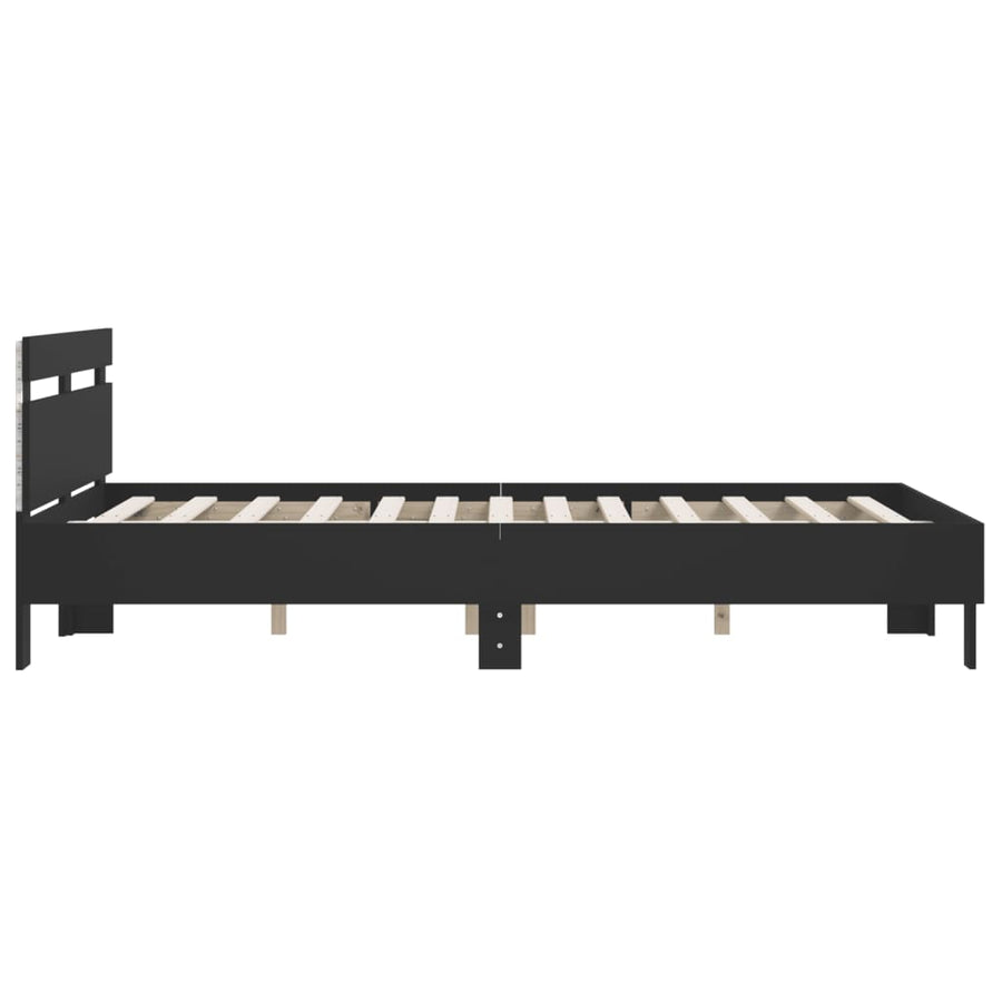 Bedframe met hoofdeinde en LED zwart 140x190 cm 140 x 190 cm Zwart