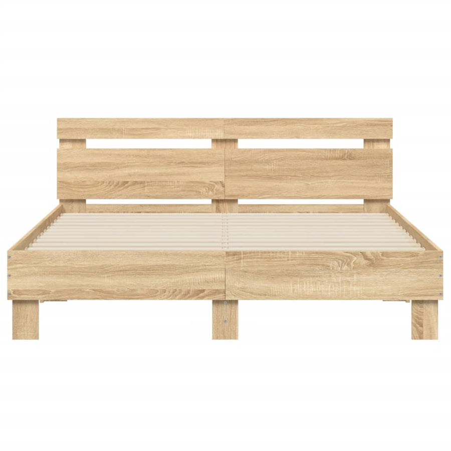 Bedframe met hoofdeinde en LED sonoma eikenkleurig 140x190 cm 140 x 190 cm Sonoma eiken