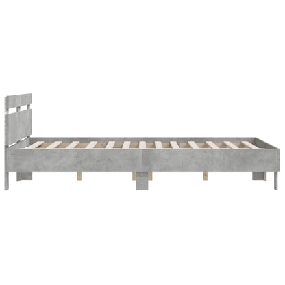 Bedframe met hoofdeinde en LED betongrijs 140x190 cm