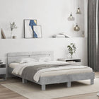 Bedframe 140x190 cm betongrijs LED hoofdeinde