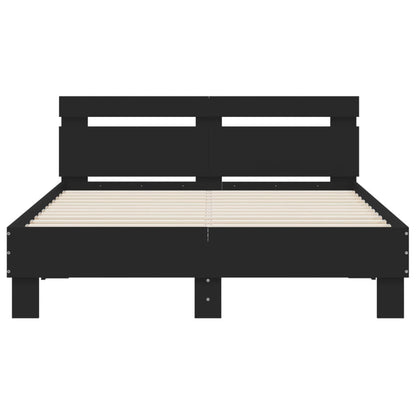 Bedframe met hoofdeinde en LED zwart 135x190 cm 135 x 190 cm Zwart