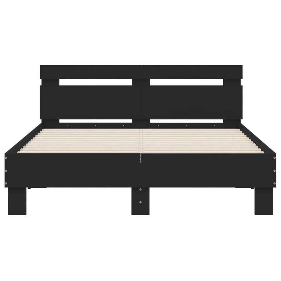 Bedframe met hoofdeinde en LED zwart 135x190 cm 135 x 190 cm Zwart