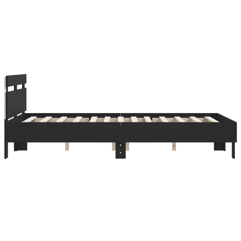 Bedframe met hoofdeinde en LED zwart 135x190 cm 135 x 190 cm Zwart