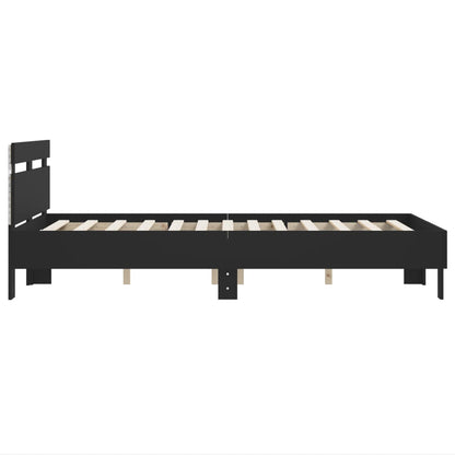 Bedframe met hoofdeinde en LED zwart 135x190 cm 135 x 190 cm Zwart