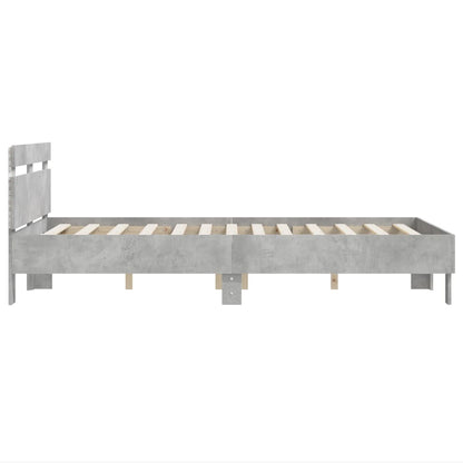 Bedframe met hoofdeinde en LED 135 x 190 cm Betongrijs