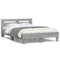 Bedframe met hoofdeinde en LED grijs sonoma eiken 135x190 cm