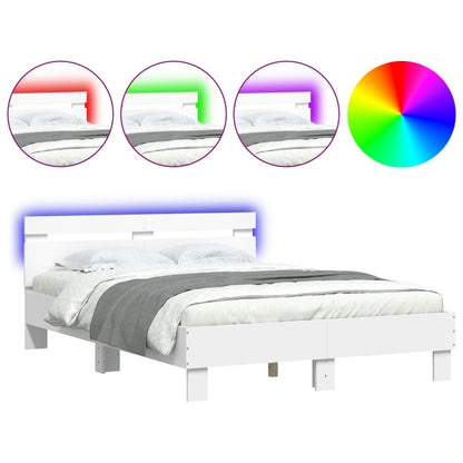 Bedframe met hoofdeinde en LED wit 120x190 cm