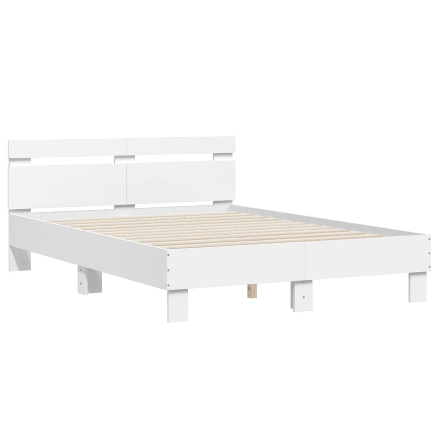 Bedframe met hoofdeinde en LED wit 120x190 cm