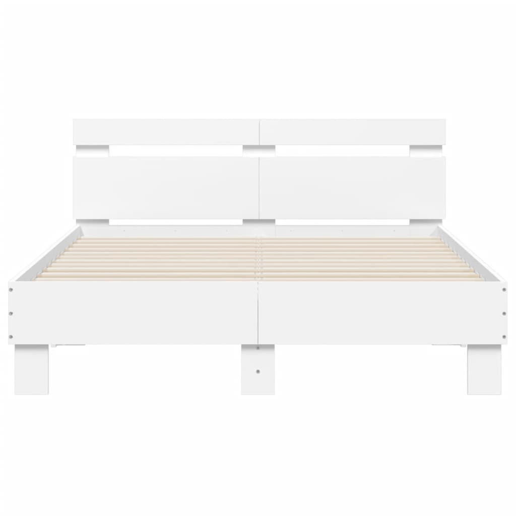 Bedframe met hoofdeinde en LED wit 120x190 cm