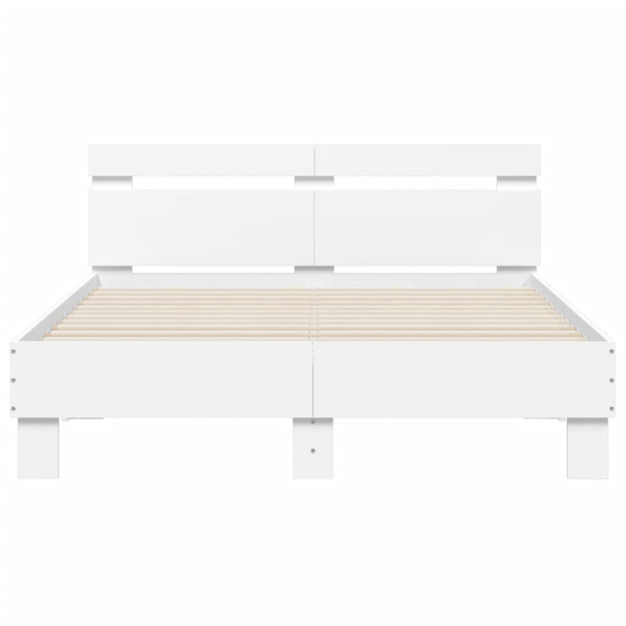 Bedframe met hoofdeinde en LED wit 120x190 cm
