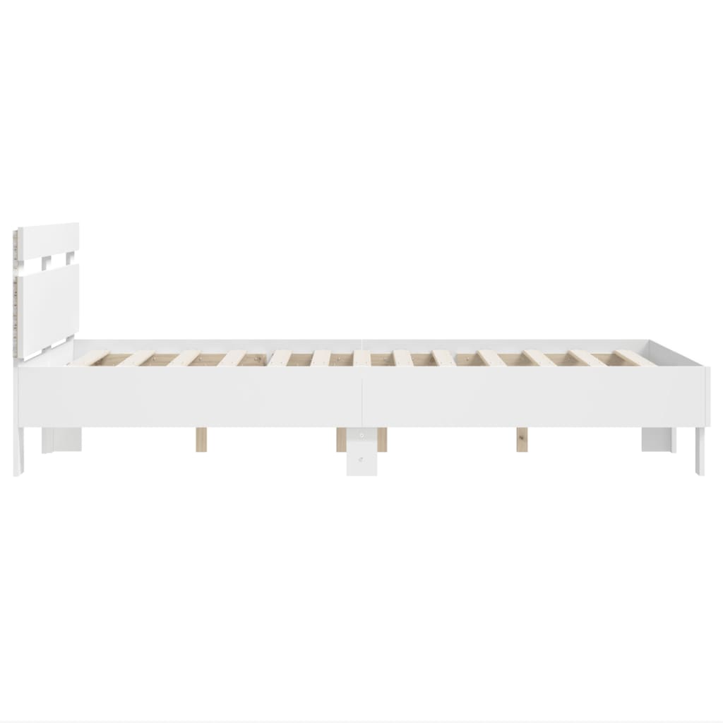 Bedframe met hoofdeinde en LED wit 120x190 cm