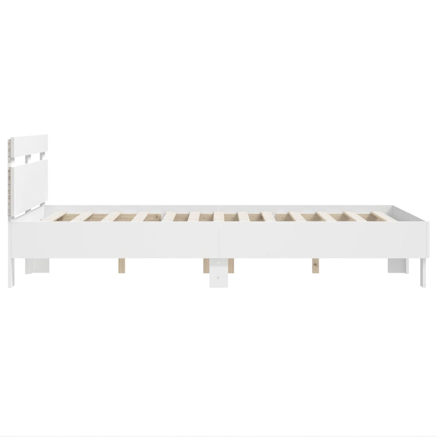 Bedframe met hoofdeinde en LED wit 120x190 cm