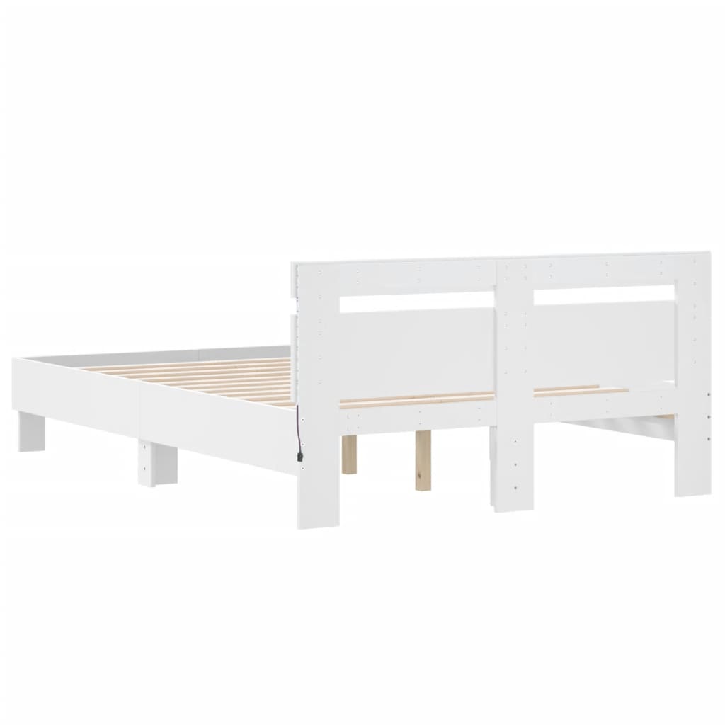 Bedframe met hoofdeinde en LED wit 120x190 cm