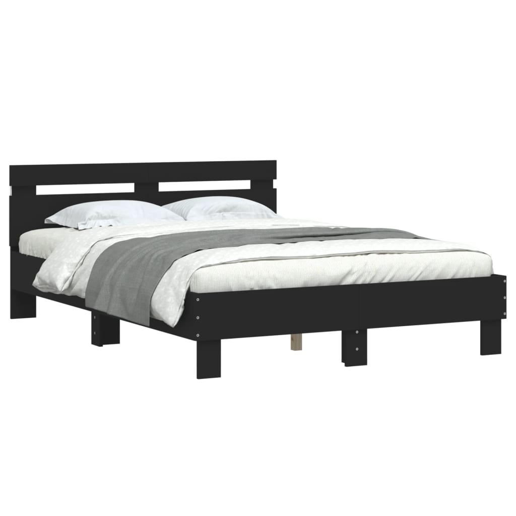 Bedframe Met Hoofdeinde En Led Zwart 120 x 190 cm