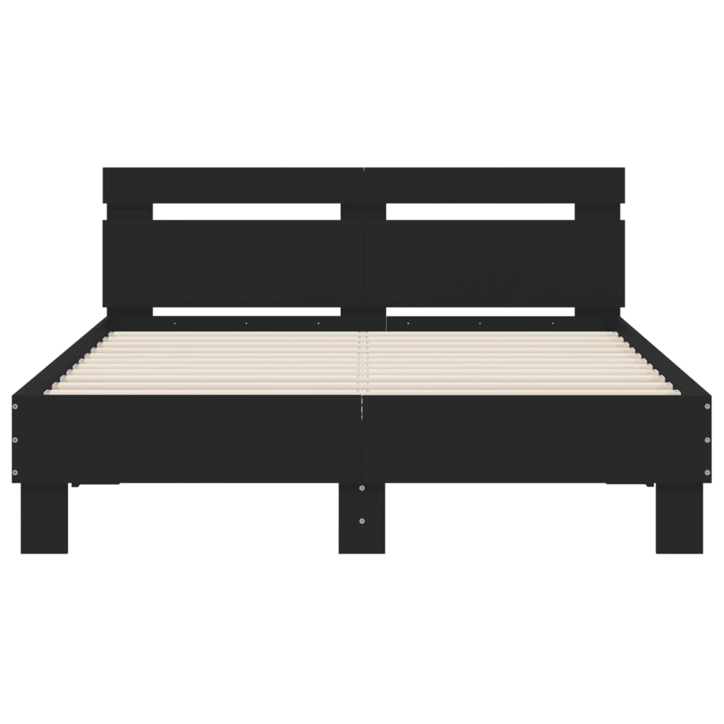 Bedframe Met Hoofdeinde En Led Zwart 120 x 190 cm
