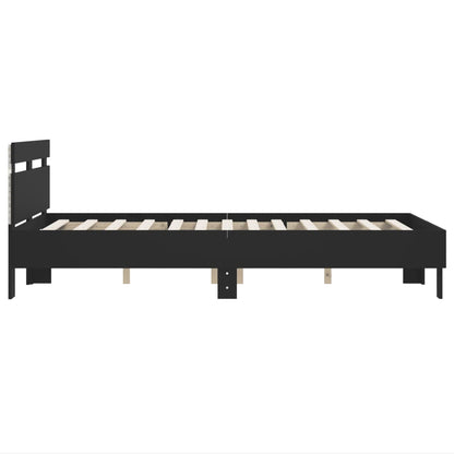 Bedframe Met Hoofdeinde En Led Zwart 120 x 190 cm