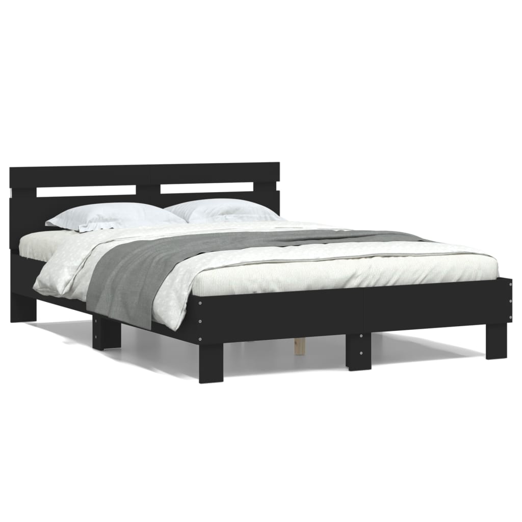Bedframe Met Hoofdeinde En Led Zwart 120 x 190 cm