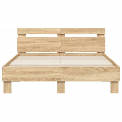 Bedframe met hoofdeinde en LED sonoma eikenkleurig 120x190 cm 120 x 190 cm Sonoma eiken