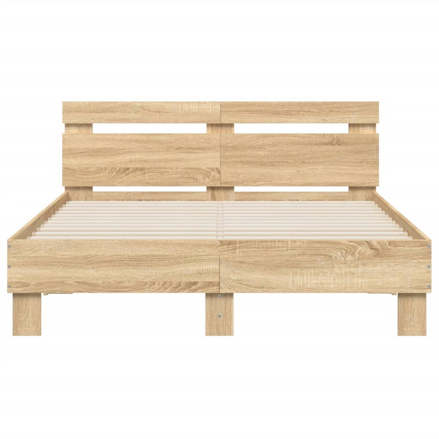 Bedframe met hoofdeinde en LED sonoma eikenkleurig 120x190 cm 120 x 190 cm Sonoma eiken
