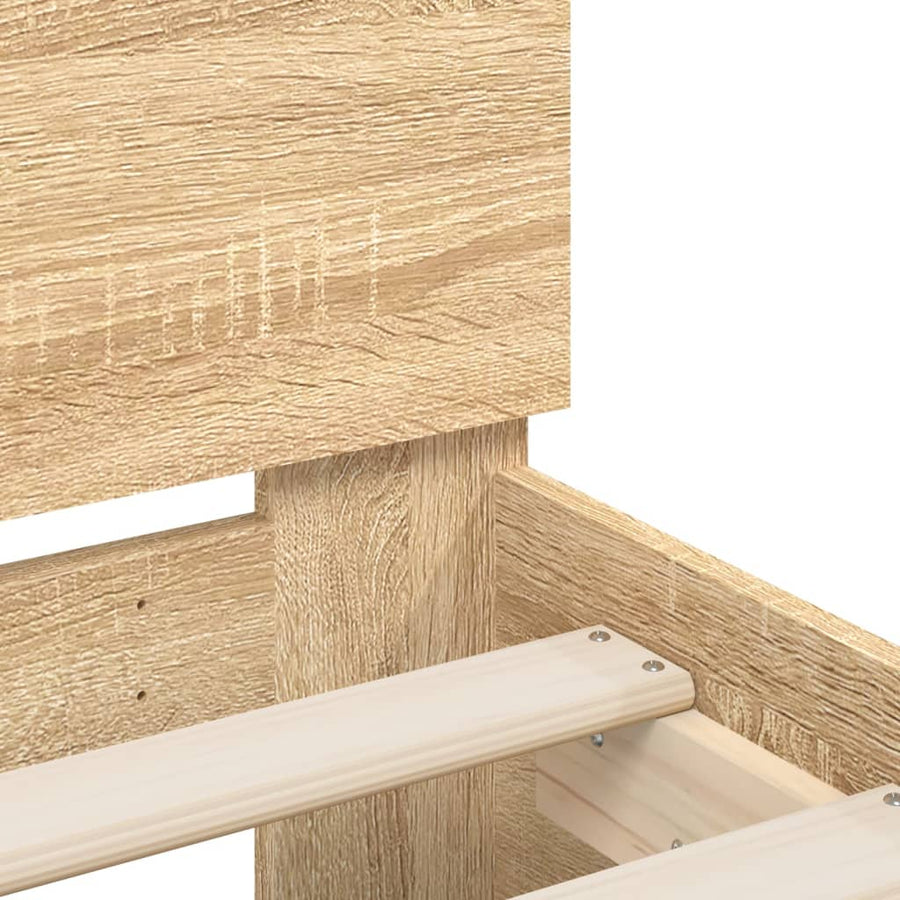 Bedframe met hoofdeinde en LED sonoma eikenkleurig 120x190 cm 120 x 190 cm Sonoma eiken