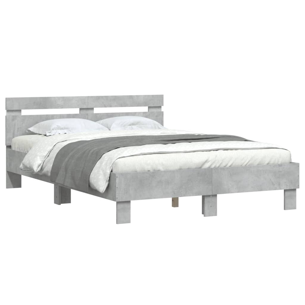 Bedframe Met Hoofdeinde En Led Betongrijs 120 x 190 cm