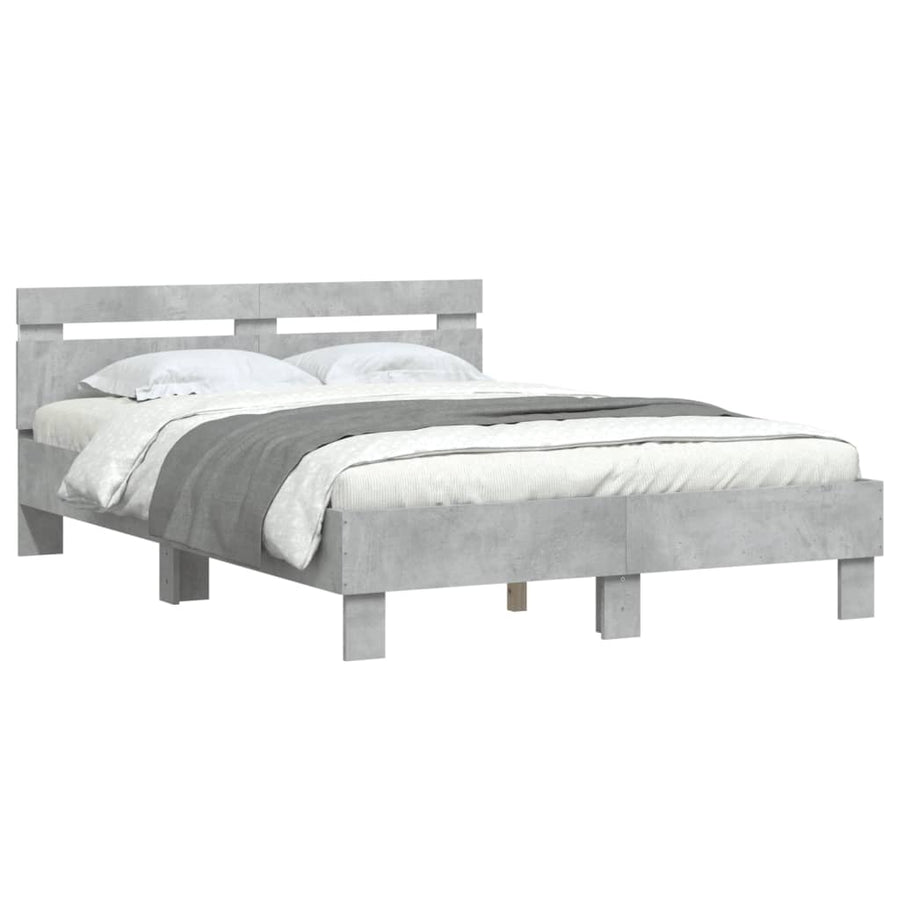 Bedframe Met Hoofdeinde En Led Betongrijs 120 x 190 cm