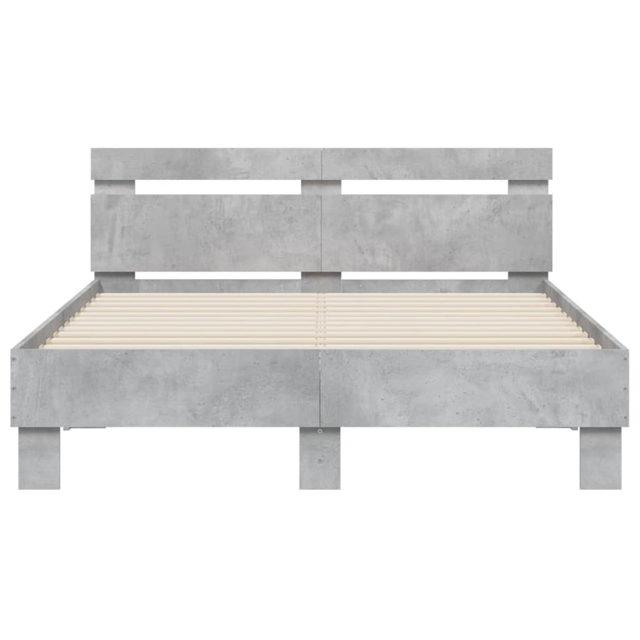 Bedframe Met Hoofdeinde En Led Betongrijs 120 x 190 cm