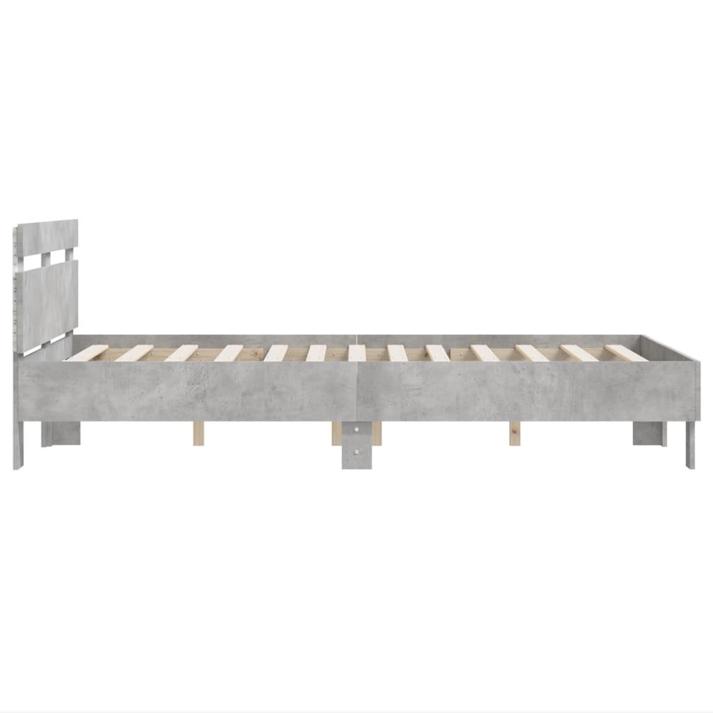 Bedframe Met Hoofdeinde En Led Betongrijs 120 x 190 cm