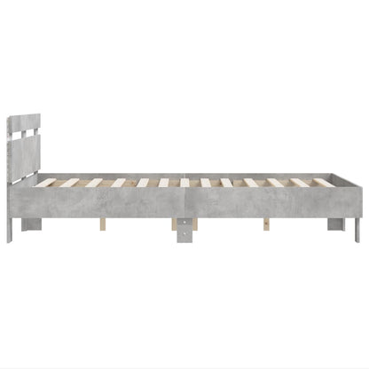 Bedframe Met Hoofdeinde En Led Betongrijs 120 x 190 cm