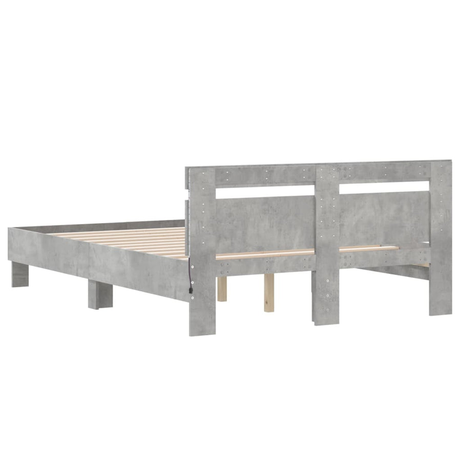 Bedframe Met Hoofdeinde En Led Betongrijs 120 x 190 cm