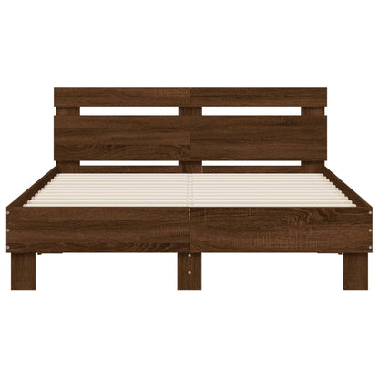 Bedframe Met Hoofdeinde En Led Ig 120 x 190 cm bruin eikenkleur