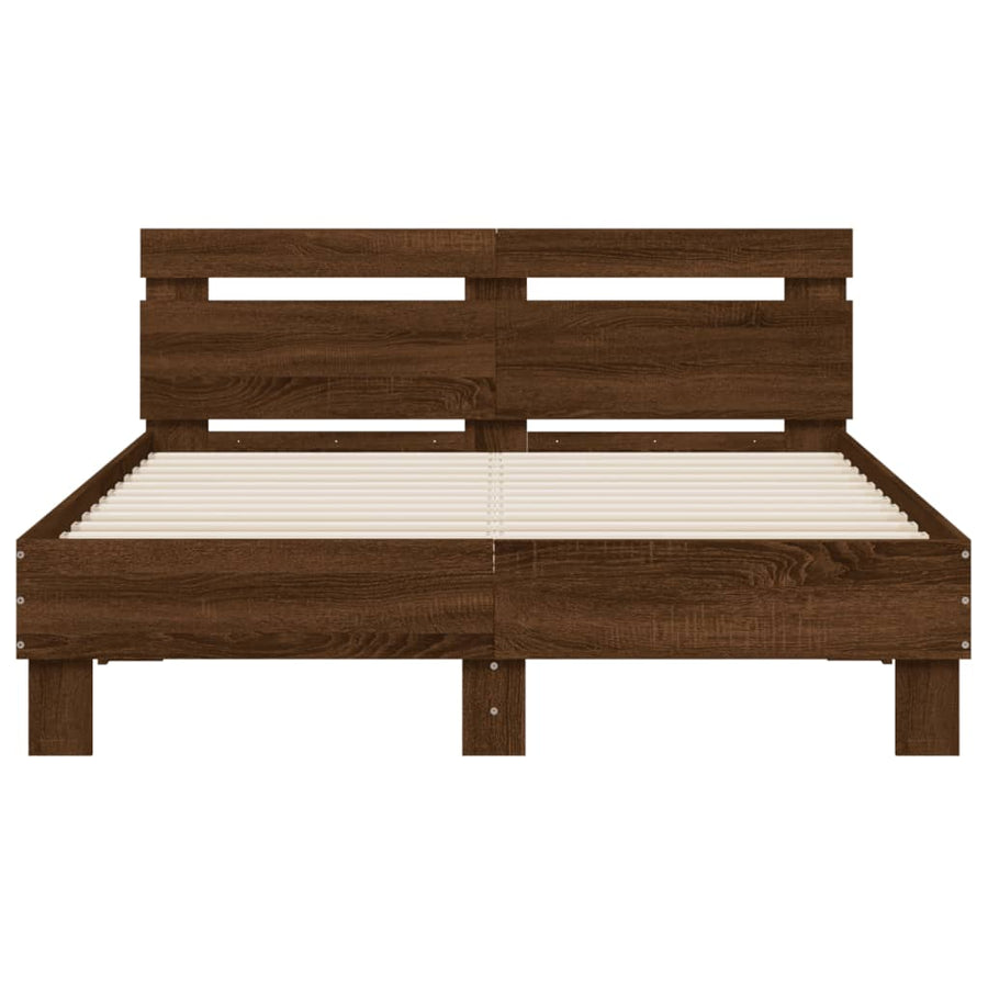 Bedframe Met Hoofdeinde En Led Ig 120 x 190 cm bruin eikenkleur