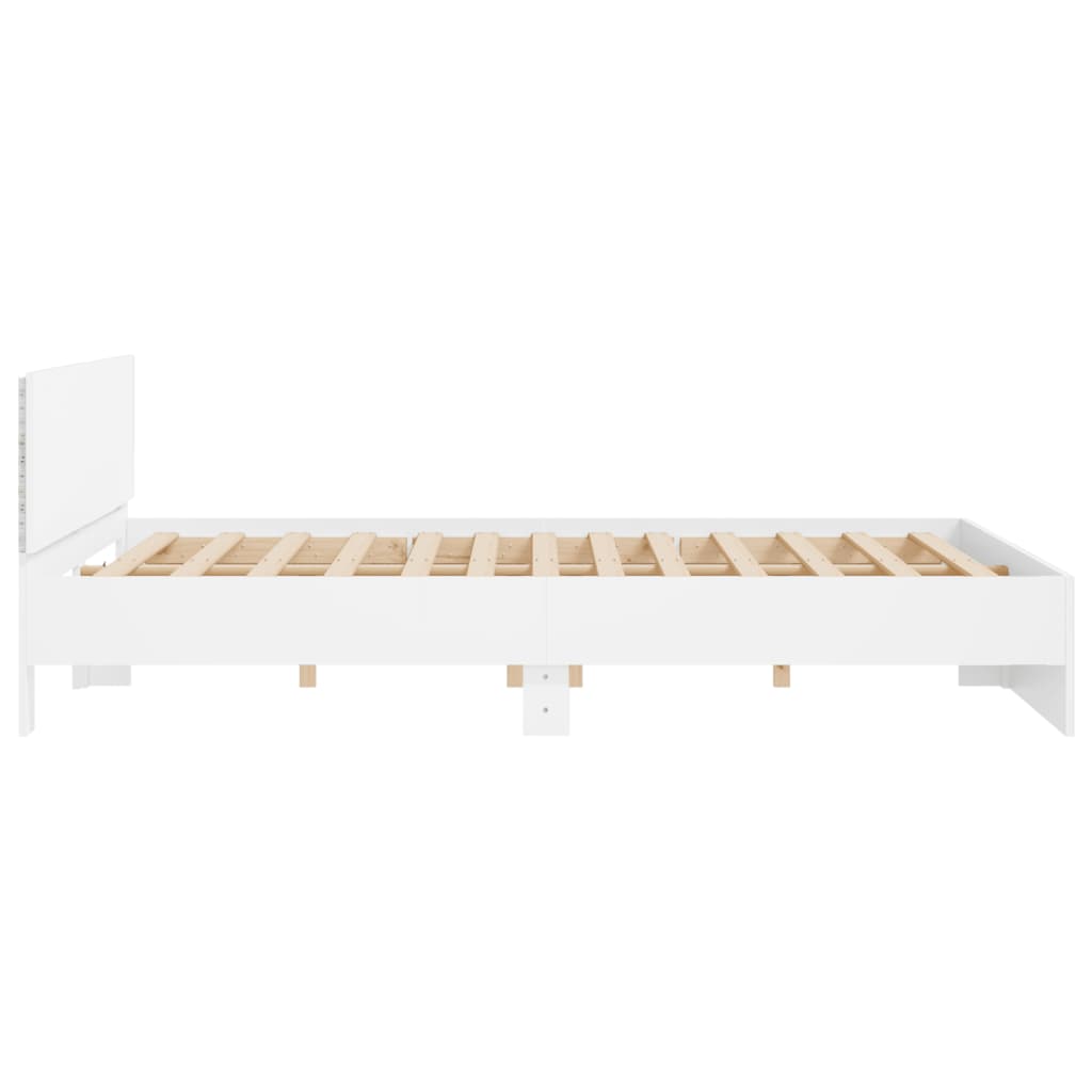Bedframe met hoofdeinde en LED-verlichting wit 200x200 cm