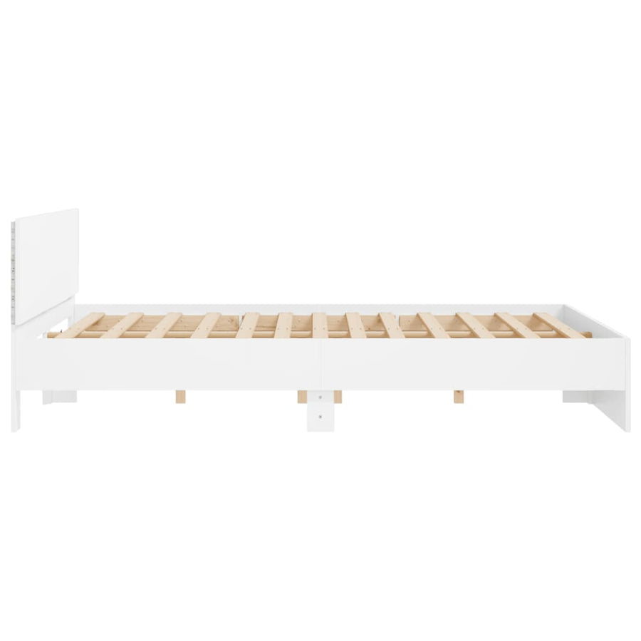 Bedframe met hoofdeinde en LED-verlichting wit 200x200 cm