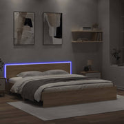 Bedframe 200x200 cm sonoma eiken met LED hoofdeinde