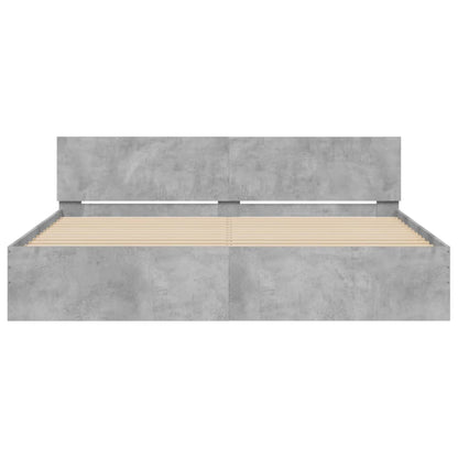 Bedframe Met Hoofdeinde En Led-Licht 200 x 200 cm Betongrijs