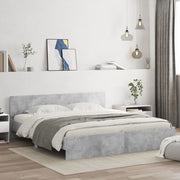 Bedframe 200x200 cm betongrijs met LED hoofdeinde