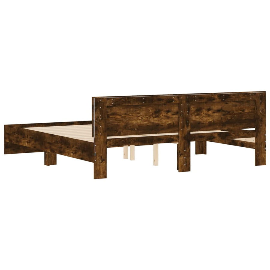 Bedframe met hoofdeinde en LED gerookt eikenkleurig 200x200 cm