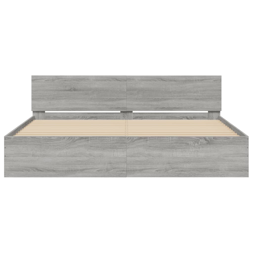 Bedframe met hoofdeinde en LED grijs sonoma eiken 200x200 cm