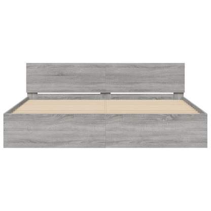 Bedframe met hoofdeinde en LED grijs sonoma eiken 200x200 cm