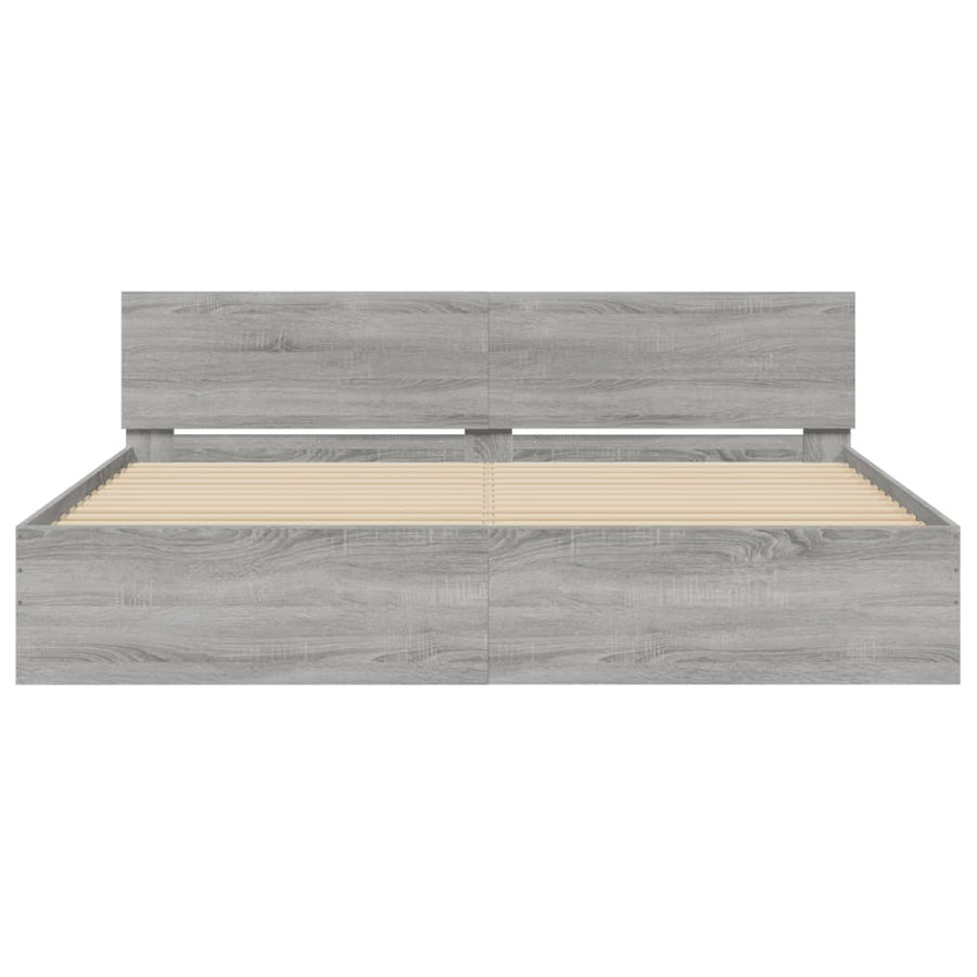 Bedframe met hoofdeinde en LED grijs sonoma eiken 200x200 cm